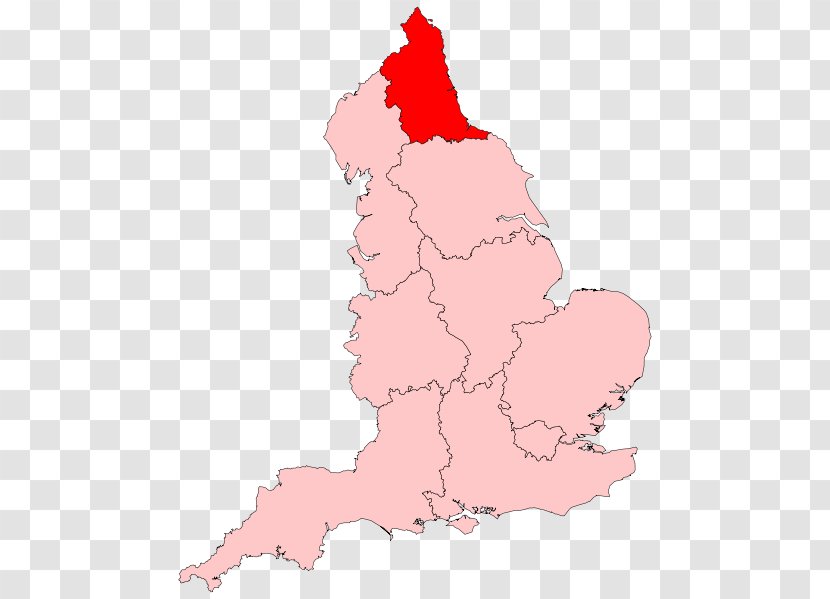 Northumberland The Midlands NUTS 1 Statistical Regions Of England East - Pink - Map Transparent PNG