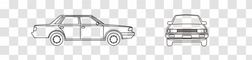 Compact Car Door Automotive Design - Vector Line Drawing Transparent PNG