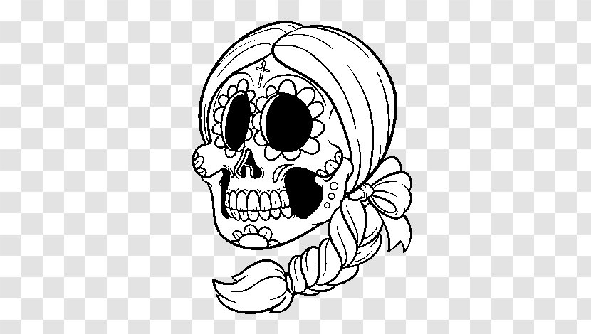 La Calavera Catrina Coloring Book Day Of The Dead Drawing - Silhouette - Woman Transparent PNG