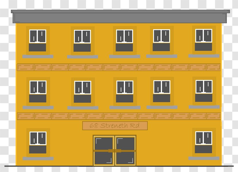 Window Facade House Line - Yellow - Apartment Complex Transparent PNG