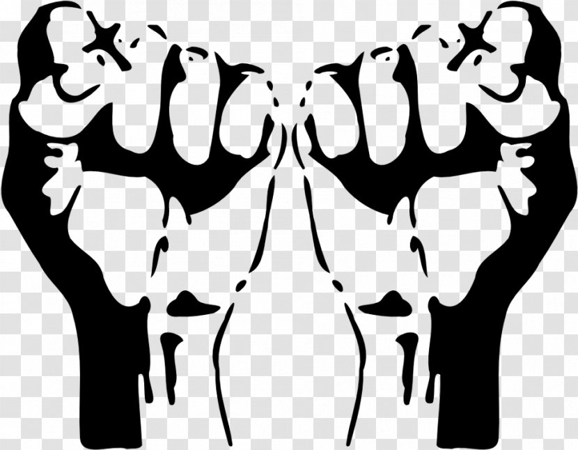 Raised Fist Blackandwhite - Visual Arts Symmetry Transparent PNG