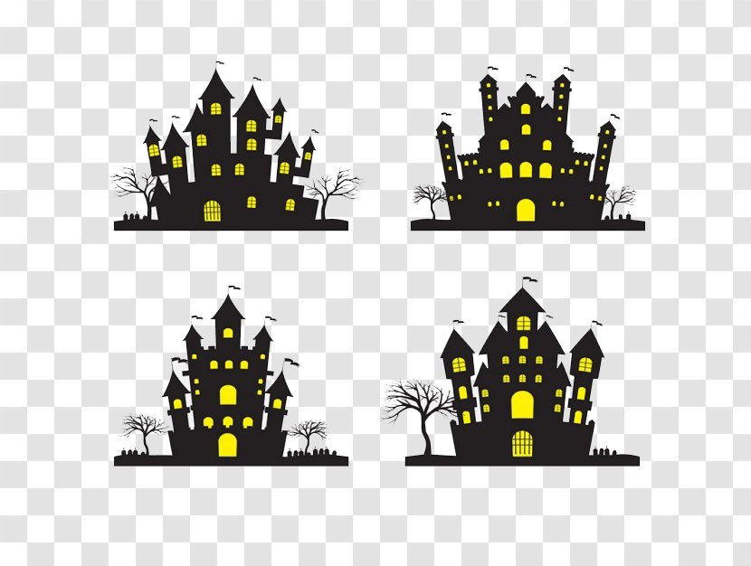 House Silhouette Clip Art - Yellow - Halloween Transparent PNG