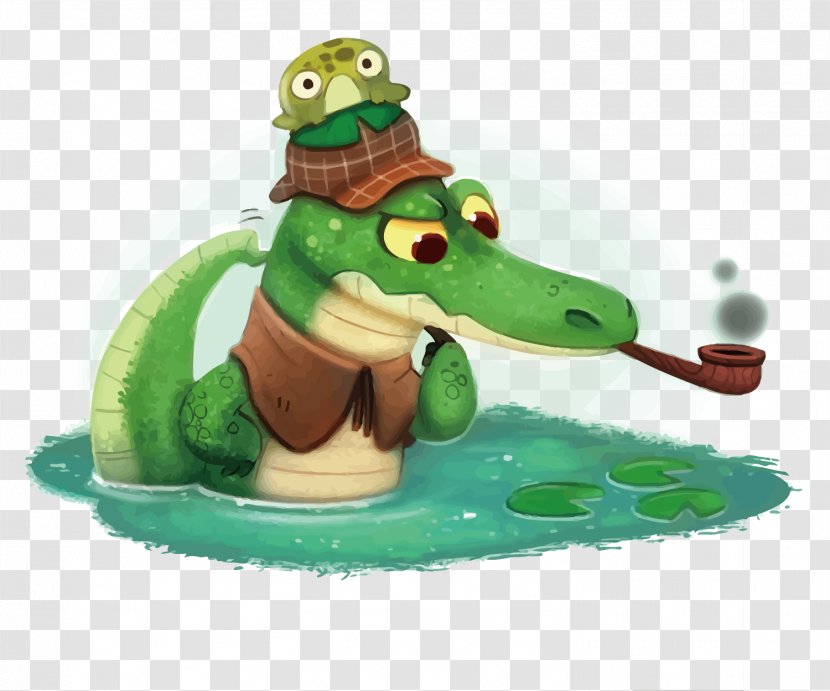 Crocodile Detective - Drawing - Vector Transparent PNG