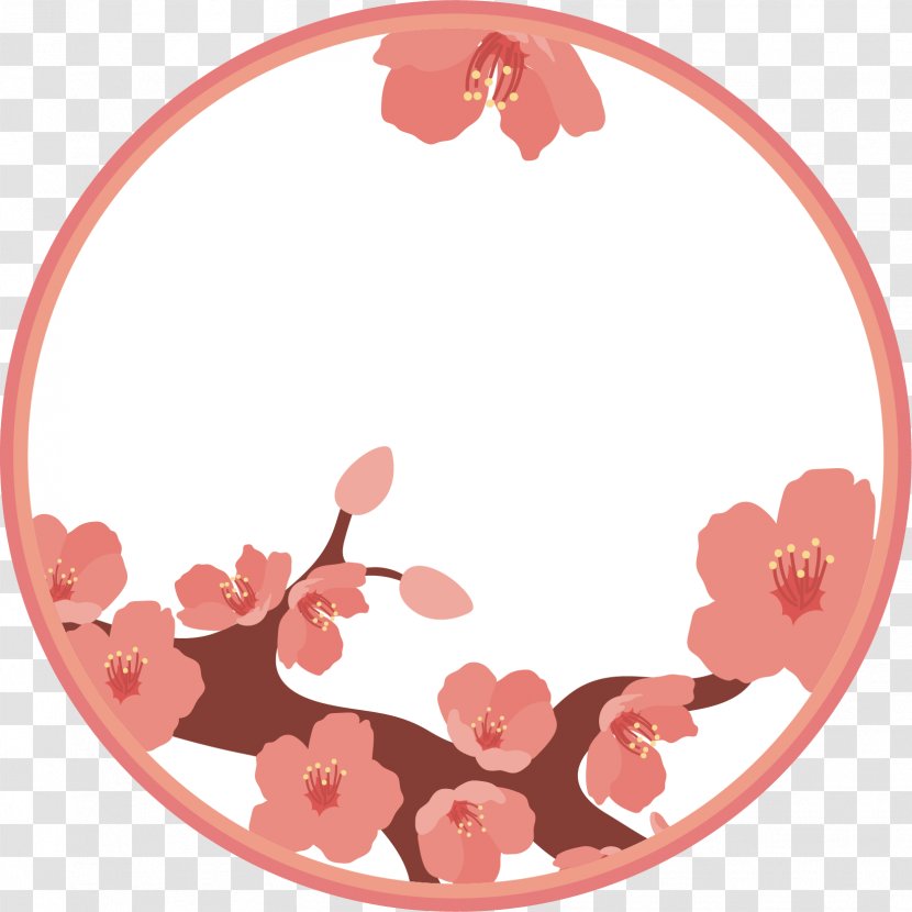 Japan Paper Cherry Blossom Label Transparent PNG