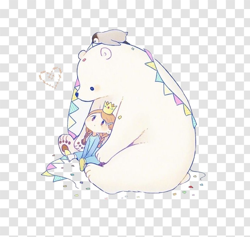 Polar Bear Illustration - Heart - Cartoon Transparent PNG