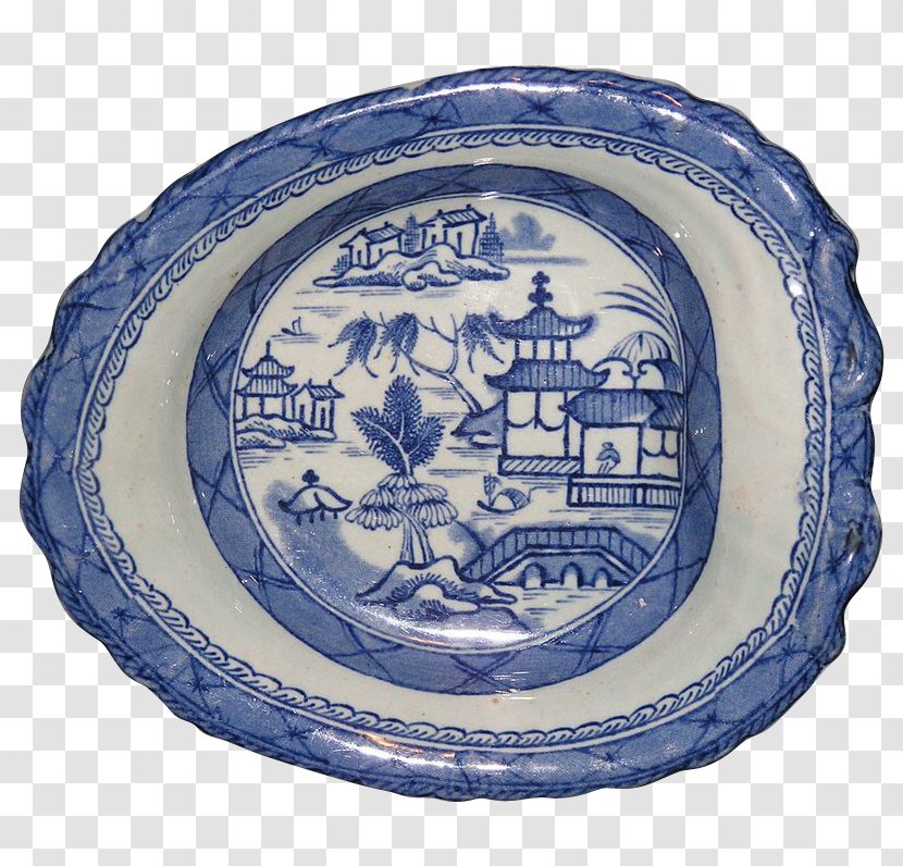 Plate Blue And White Pottery Ceramic Platter Cobalt Transparent PNG