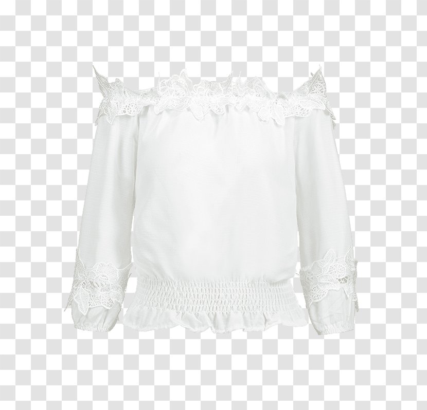 Blouse Ruffle Shoulder Collar Lace - Lacy Off White Sweaters Transparent PNG