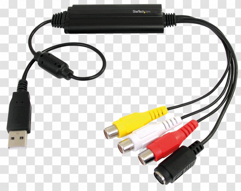 VHS StarTech.com S-Video & Composite To USB Video Capture Device Cable W/ Audio - Rca Connector - AdapterUSB 2.0Black VideoUSB Transparent PNG