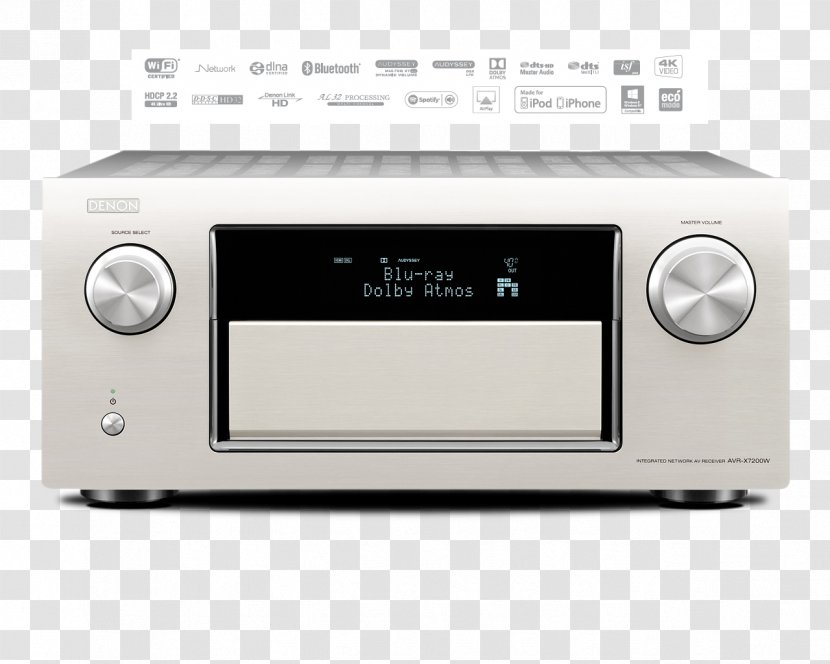 AV Receiver Denon AVR-X7200W Home Theater Systems Radio - Computer Network - Electronic Device Transparent PNG