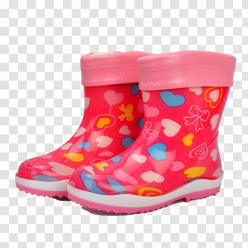 Pink Child Wellington Boot Designer - Yellow Stripe - Children Rain Boots Transparent PNG