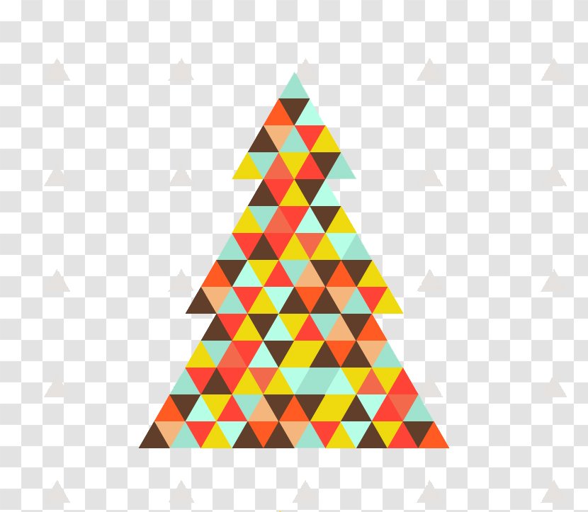 Christmas Tree - Colorful Triangle Plaid Vector Material Transparent PNG