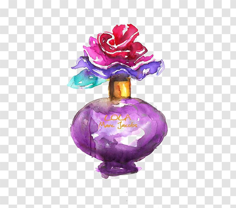 Watercolor Painting Drawing Fashion Illustration Perfume - Violet Transparent PNG