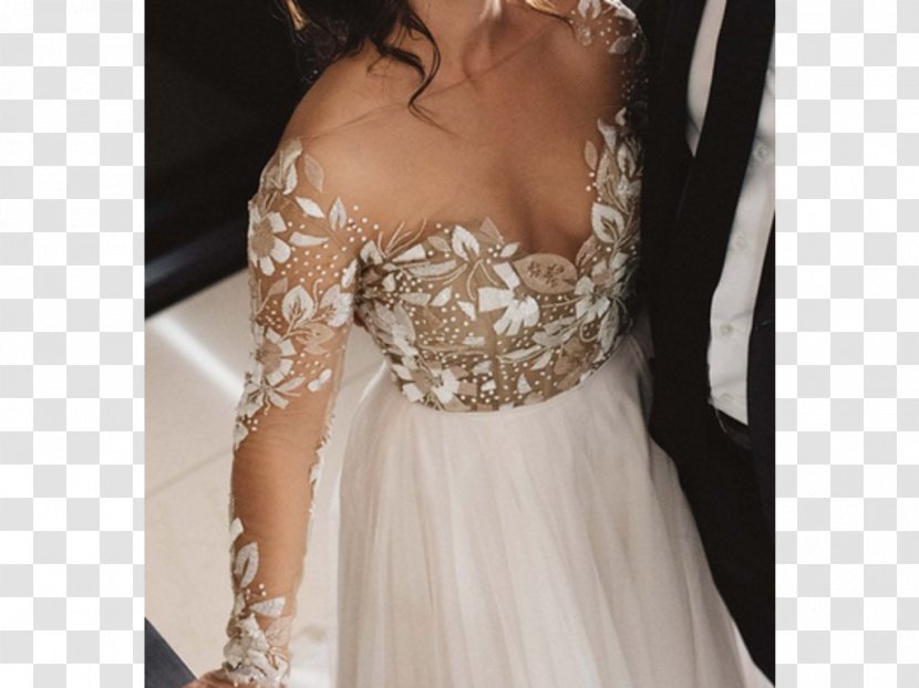 Wedding Dress Bride Ivory Gown - Frame - Blush Floral Transparent PNG