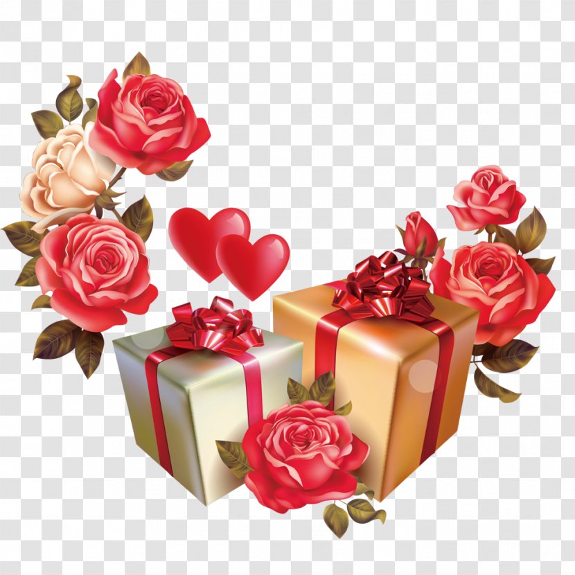 Valentines Day Gift Flower Box Clip Art Transparent PNG