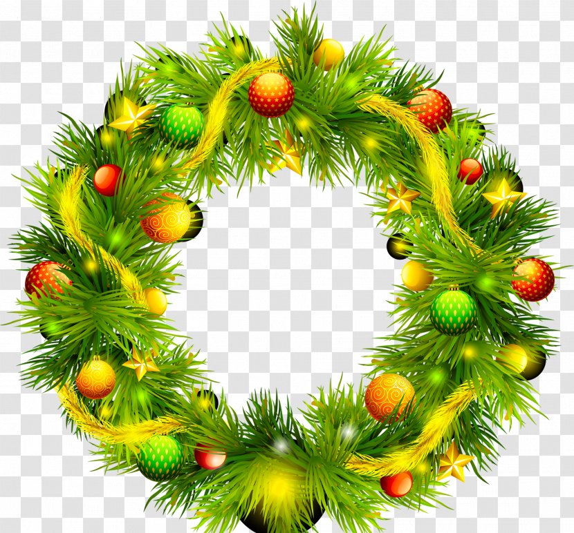 Wreath Christmas Decoration New Year Clip Art - Green Circle Ball Pattern Transparent PNG