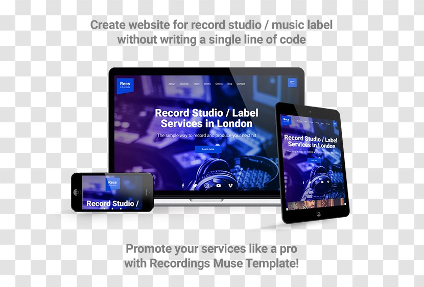 Smartphone Sound Recording And Reproduction Responsive Web Design Studio Template - Tree - Post Production Transparent PNG