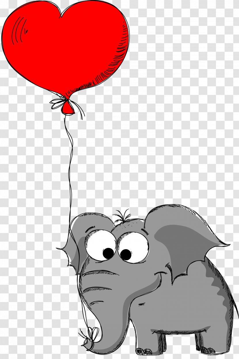 Valentine's Day Elephant Drawing Animal - Watercolor - Hand Drawn Love Transparent PNG