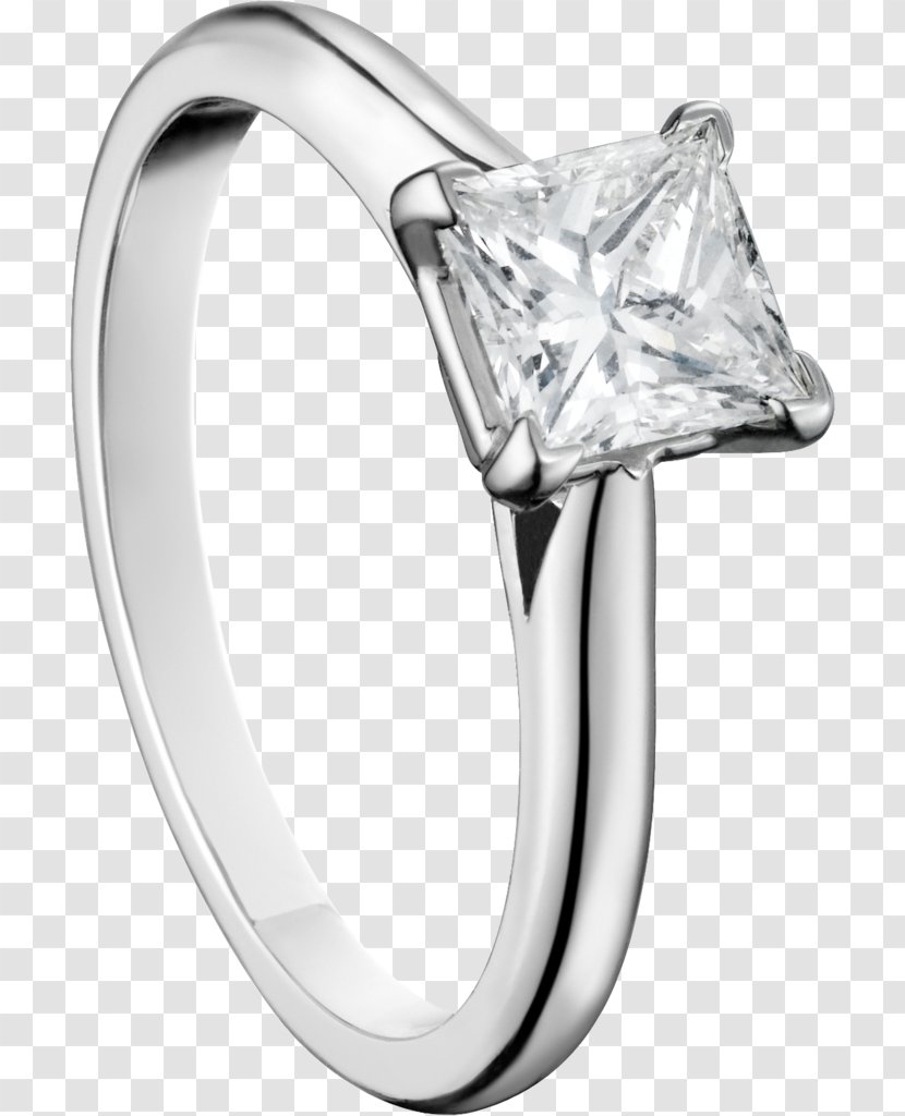 Diamond Engagement Ring Princess Cut Cartier - Platinum Transparent PNG