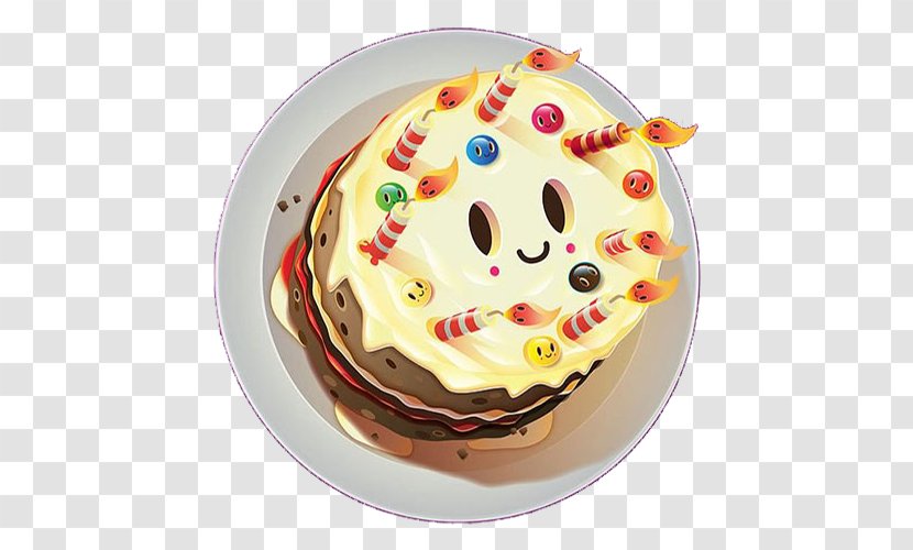 Birthday Cake Hamburger Food Pokedstudio Illustration - Round Plate Transparent PNG