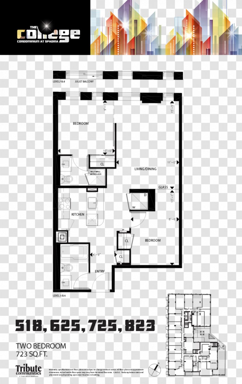 Floor Plan The College Condominium At Spadina Avenue Street - Renting - Apartment Transparent PNG