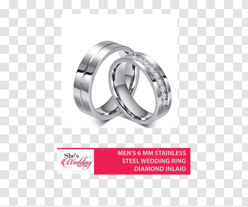 Wedding Ring Engagement Cubic Zirconia Stainless Steel - Jewellery Transparent PNG