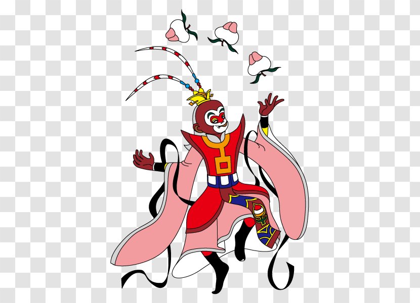 Sun Wukong Journey To The West Animation - Heart - Cartoon Monkey King And Peach Vector Transparent PNG