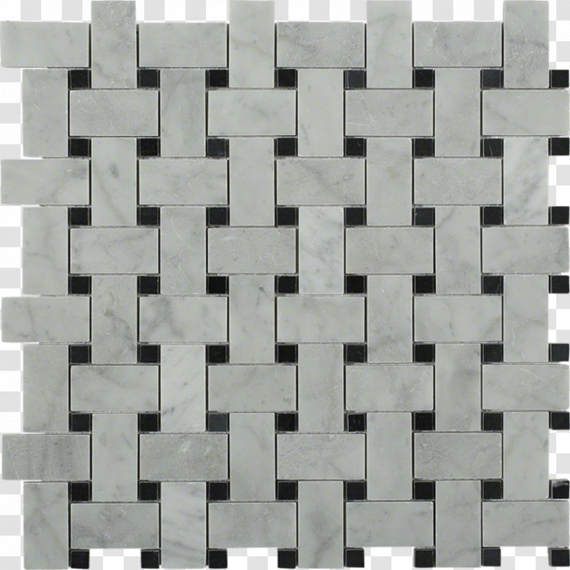 Carrara Marble Basketweave Mosaic Tile - Material Transparent PNG