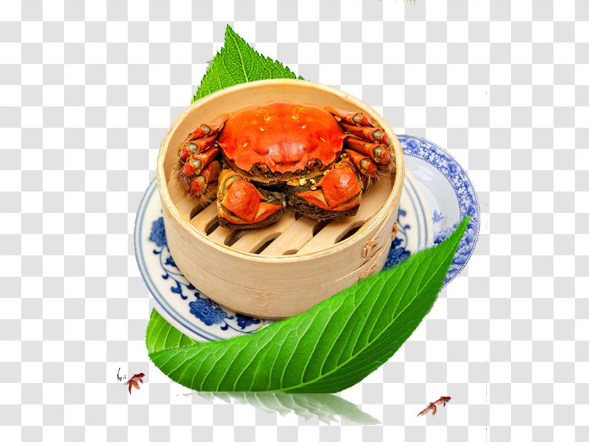 Baozi Crab Jiaozi Bamboo Steamer Xiaolongbao - Vegetarian Food - Green Leaves And White Porcelain Crabs Transparent PNG
