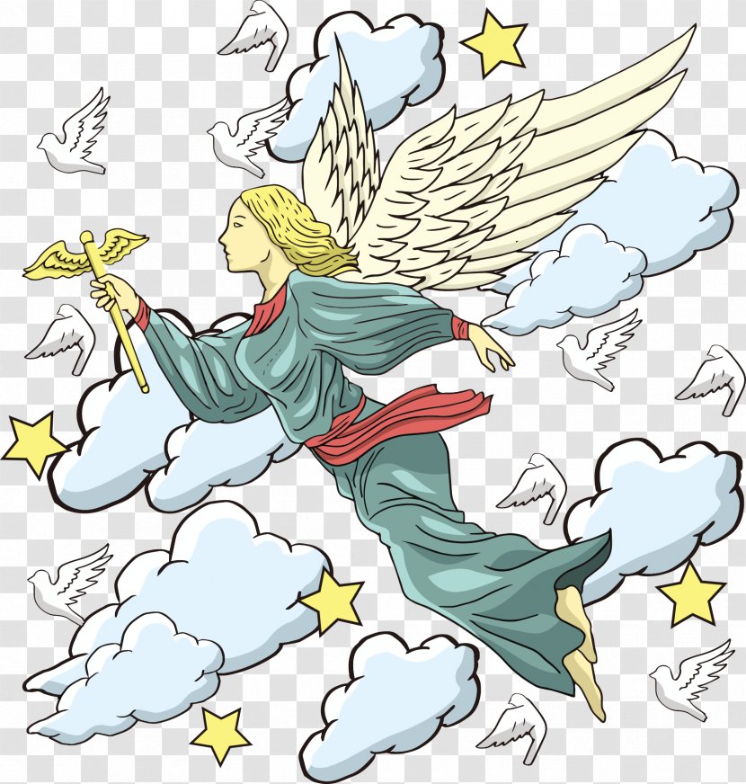 Clip Art - Computer Graphics - Vector Angel In The Clouds Transparent PNG