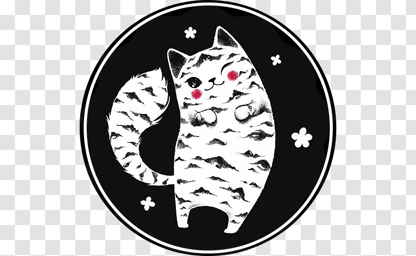 Cat Character White Font - Black Transparent PNG