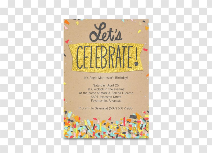 Confetti Party Birthday Apartment Wedding Invitation - Let's Celebrate Transparent PNG