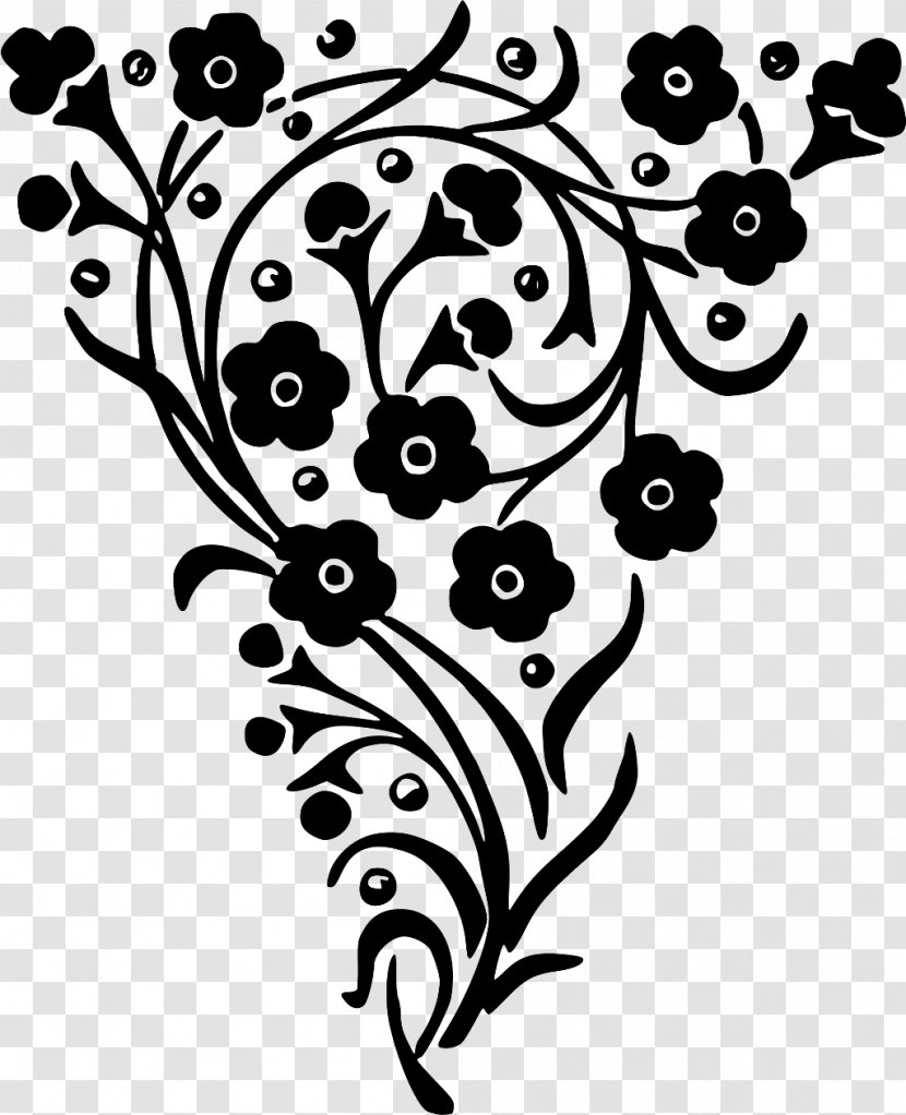 Black And White Flower - Line Art - Style Transparent PNG
