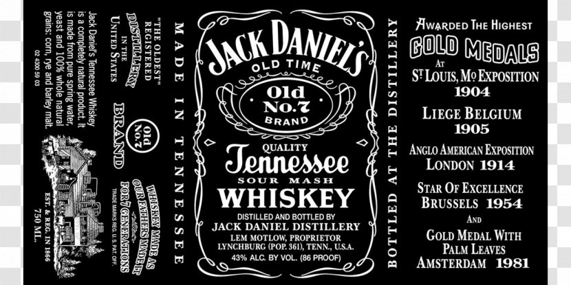 Jack Daniel's Lynchburg Tennessee Whiskey Logo - Sign - Daniels Transparent PNG