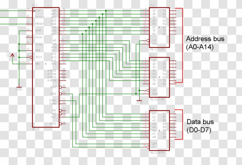 Circuit Diagram Intel 8088 8086 Schematic - Wire Tower Transparent PNG