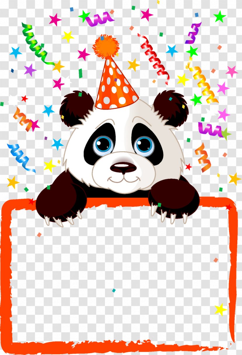 Giant Panda Bear Birthday Party Clip Art - Border Transparent PNG