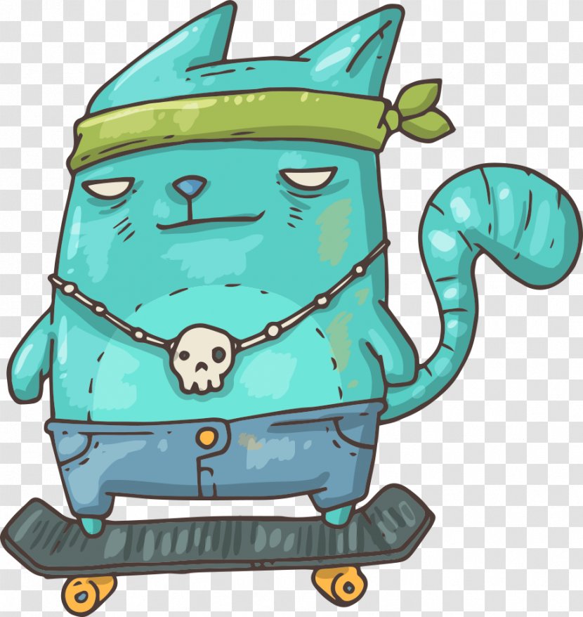 Cat Hello Kitty Clip Art - Vector Standing On A Skateboard Transparent PNG