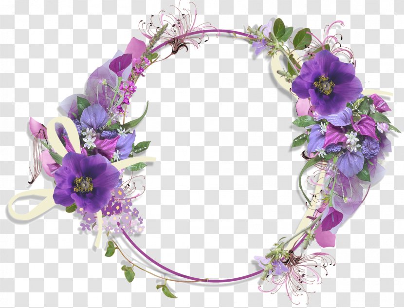 Flower Purple Clip Art - Watercolor - Floral Round Frame Pic Transparent PNG