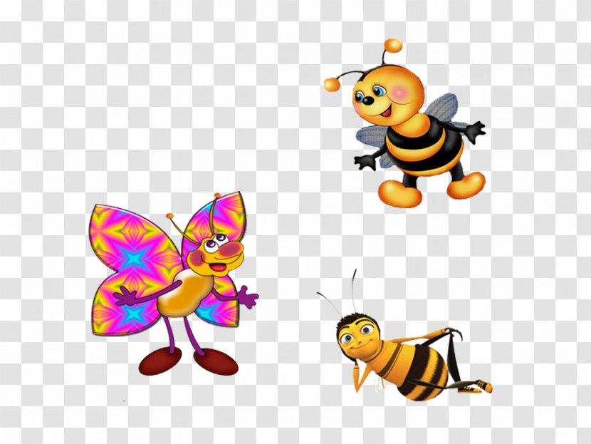 Honey Bee - Butterfly - Cute Little Cartoon Transparent PNG