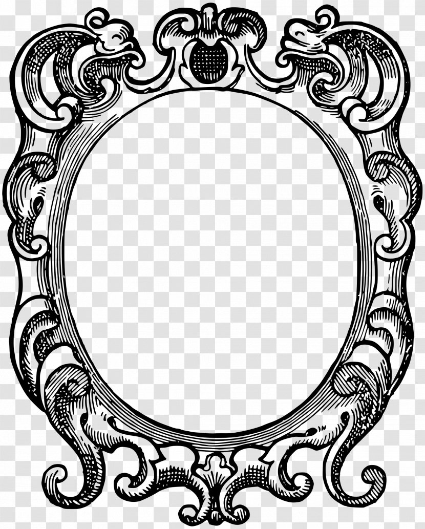 Picture Frames Clip Art - Black And White - Ornate Transparent PNG