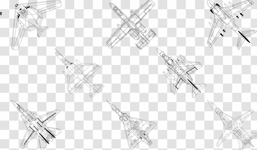 White Structure Black Pattern - Monochrome - Hand-painted Background Of Military Aircraft Transparent PNG