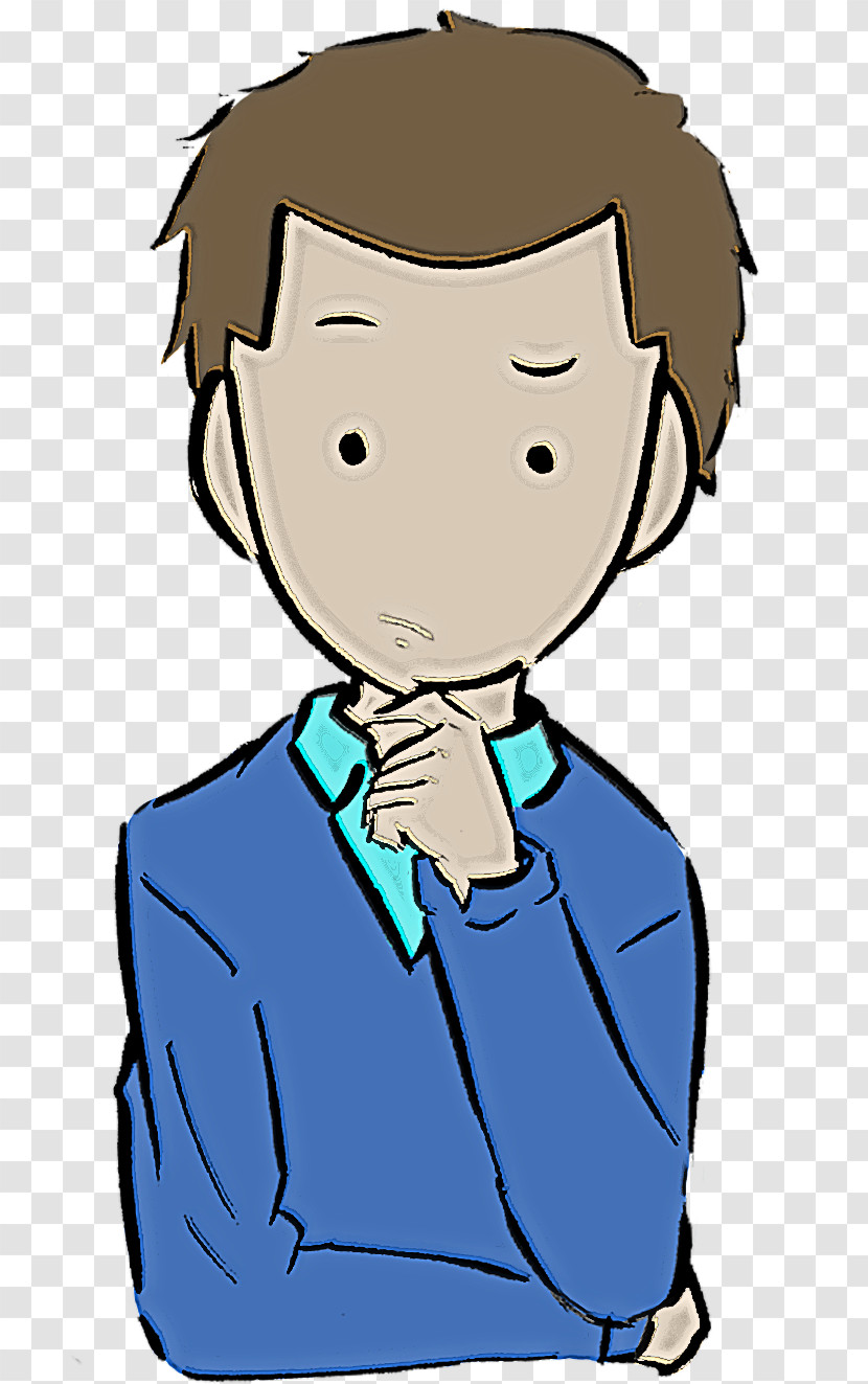 Cartoon Male Cheek Line Gesture Transparent PNG