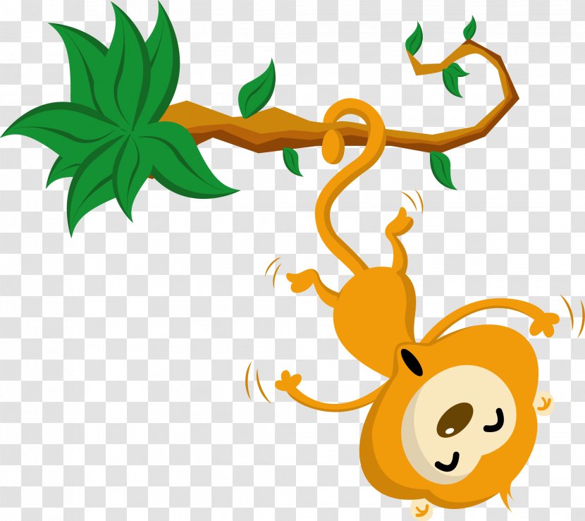 Monkey Sticker Clip Art - Flower - Hanging From A Tree Transparent PNG