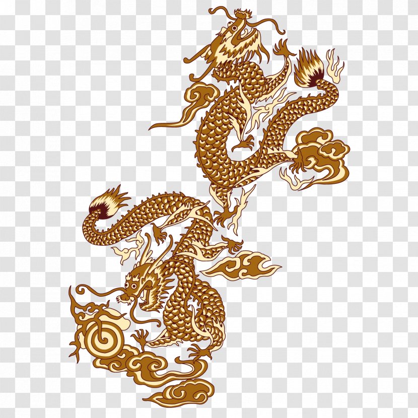 China Chinese Dragon - Chinoiserie - Golden Wind Material Transparent PNG