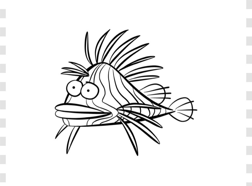 Red Lionfish Drawing Coloring Book Clip Art - Line - Fish Drawings Transparent PNG