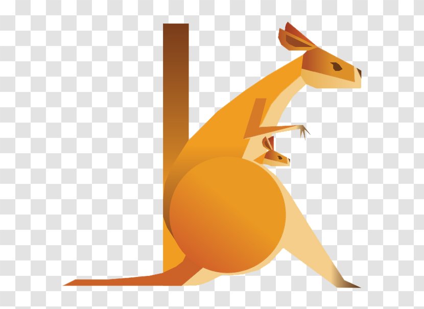 Alphabet Typography Letter Animal Illustration - Orange - Creative Design Kangaroo Flat Transparent PNG