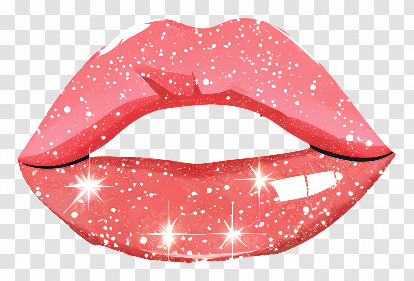 Glittery Lips - Sparkling Red Glitter Lips Illustration Transparent PNG
