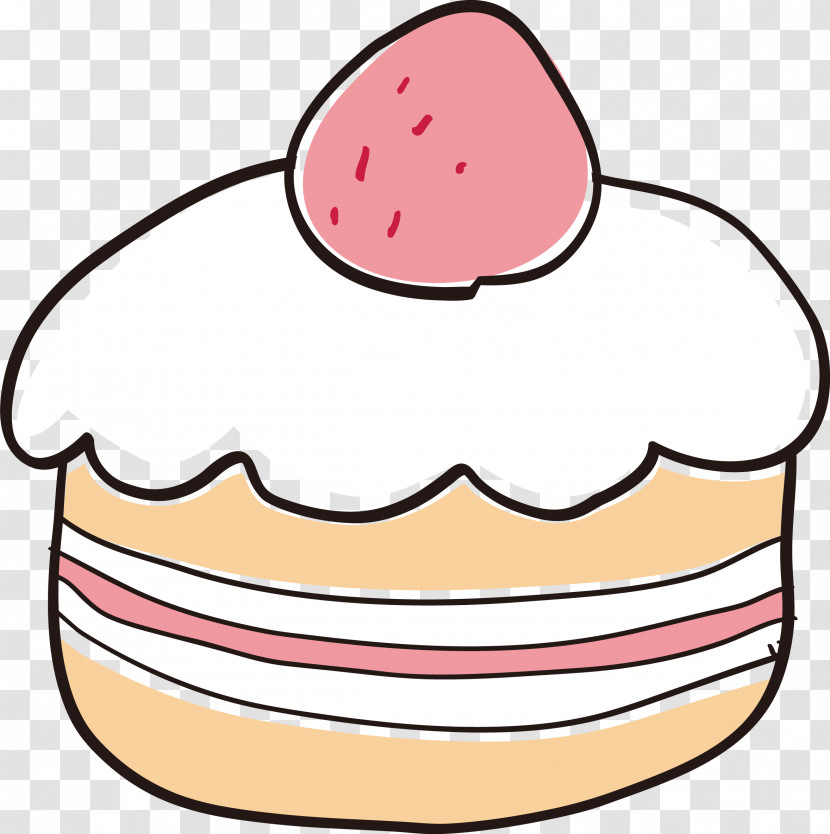 Pink Line Art Cheek Smile Food Transparent PNG