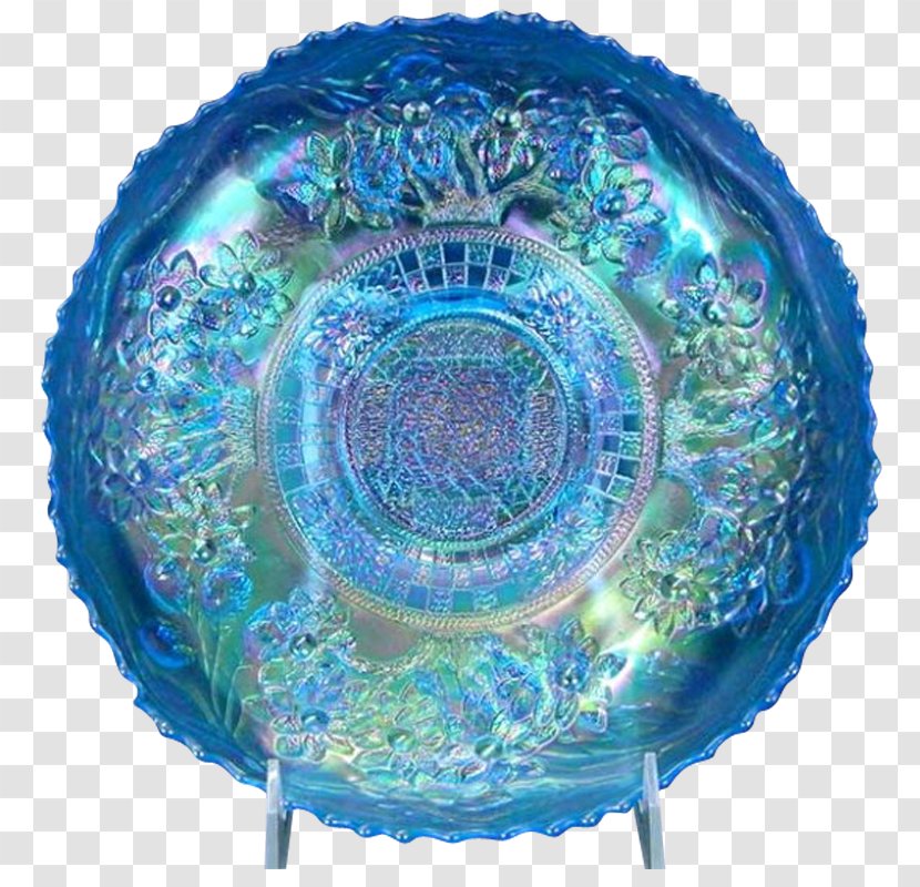 Blue Carnival Glass Bowl Green Punch - Moonstone - Custard Transparent PNG