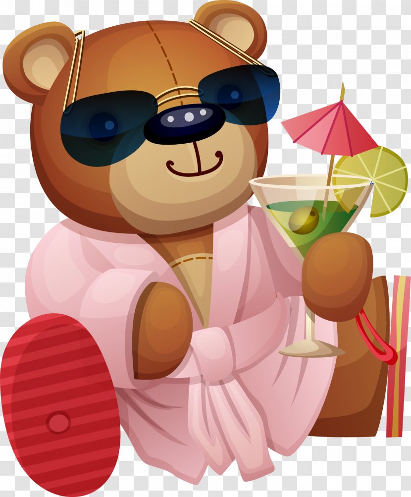 Brown Bear Tap The Frog Master - Heart - Hand Painted Glasses Transparent PNG