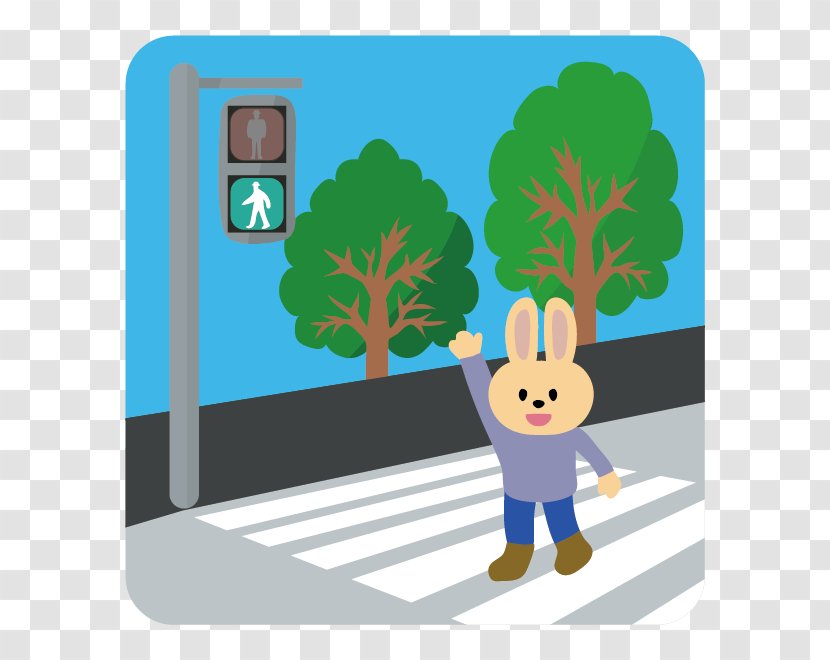 Illustration Pedestrian Crossing Road Traffic Safety Sidewalk - Light - Grass Transparent PNG